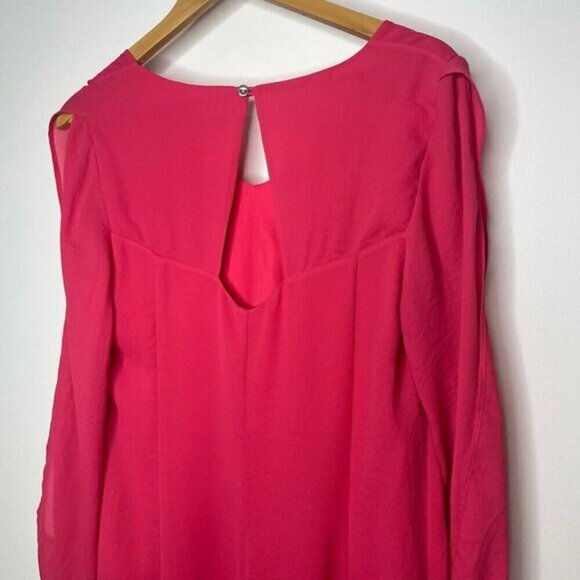 Lauren Vidal Women's Split Long Sleeve Mini A-Line Dress Pink Size Medium - Picture 3 of 13